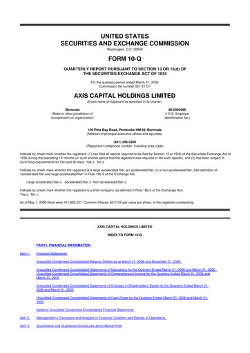 Vorschaubild AXIS Capital
 10-Q Quartalsbericht  
