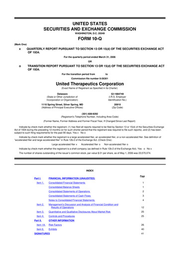 Thumbnail United Therapeutics 10-Q Quarterly Report FY 