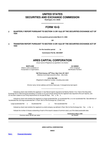 Thumbnail Ares Capital
 10-Q Quarterly Report FY 