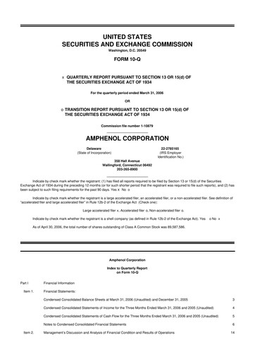Thumbnail Amphenol 10-Q Quarterly Report FY 