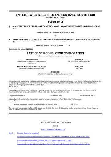 Vorschaubild Lattice Semiconductor 10-Q Quartalsbericht  