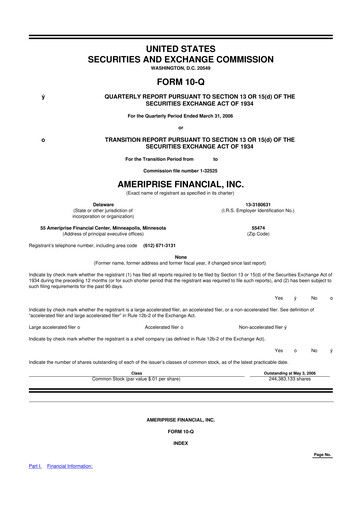 Thumbnail Ameriprise Financial
 10-Q Quarterly Report FY 