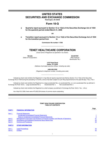Thumbnail Tenet Healthcare 10-Q Quarterly Report FY 