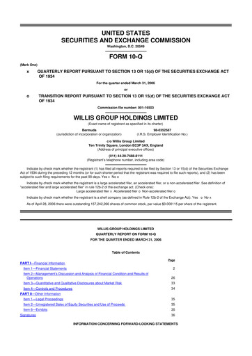 Thumbnail Willis Towers Watson  10-Q Quarterly Report FY 