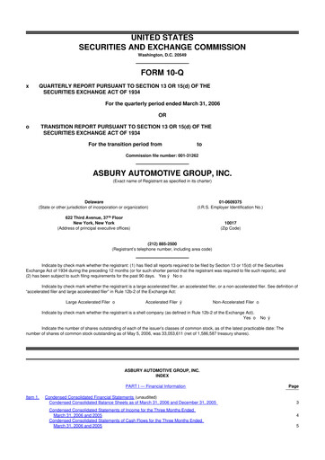 Thumbnail Asbury Automotive Group 10-Q Quarterly Report FY 