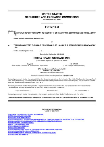 Vorschaubild Extra Space Storage
 10-Q Quartalsbericht  