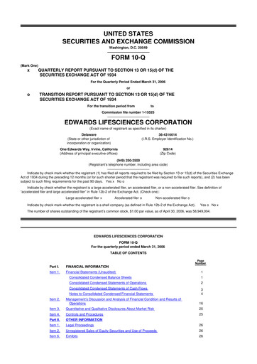 Thumbnail Edwards Lifesciences 10-Q Quarterly Report FY 