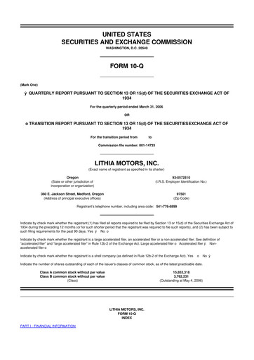 Thumbnail Lithia Motors 10-Q Quarterly Report FY 