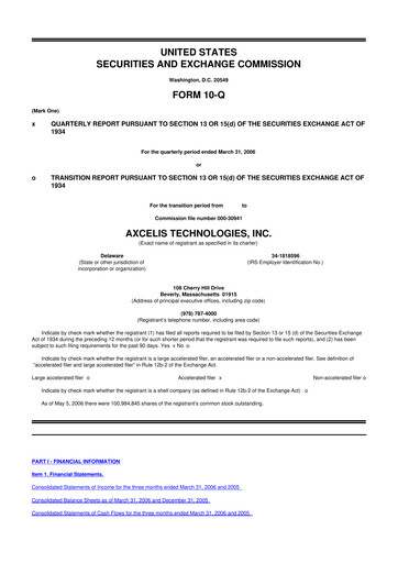 Thumbnail Axcelis Technologies
 10-Q Quarterly Report FY 