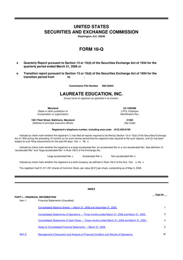 Thumbnail Laureate Education
 10-Q Quarterly Report FY 