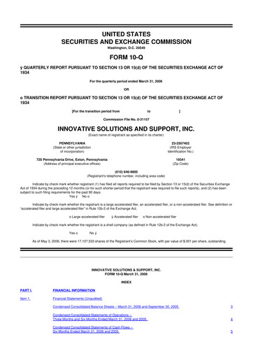 Miniature Innovative Solutions and Support 10-Q Rapport trimestriel  