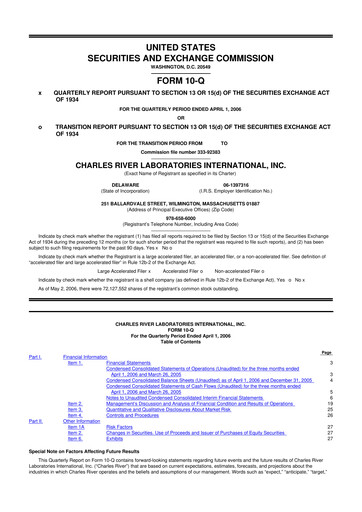 Vorschaubild Charles River Laboratories
 10-Q Quartalsbericht  