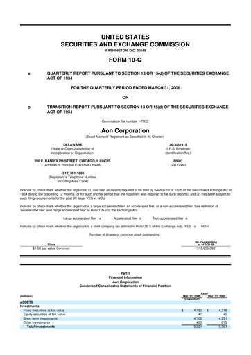 Thumbnail Aon 10-Q Quarterly Report FY 