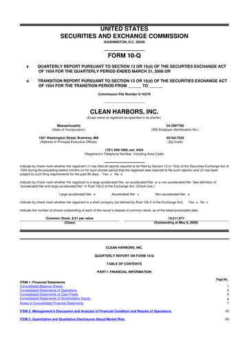 Thumbnail Clean Harbors
 10-Q Quarterly Report FY 