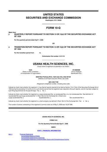Thumbnail USANA 10-Q Quarterly Report FY 