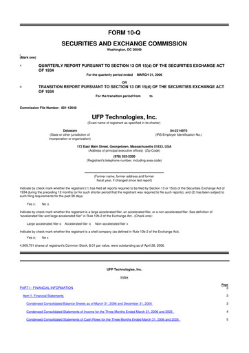 Vorschaubild UFP Technologies
 10-Q Quartalsbericht  