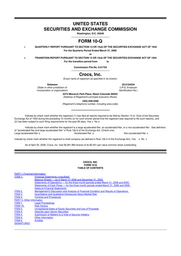 Thumbnail Crocs 10-Q Quarterly Report FY 