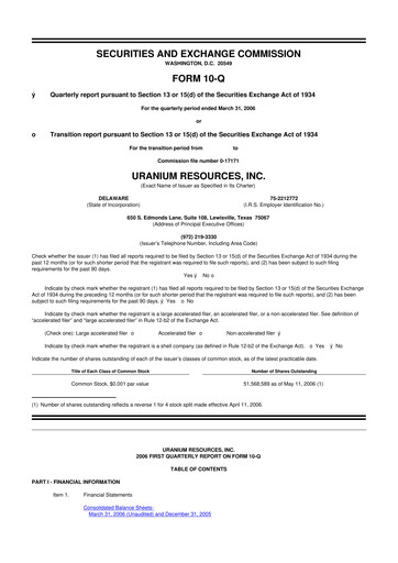 Thumbnail Westwater Resources
 10-Q Quarterly Report FY 