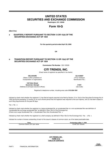 Thumbnail Citi Trends, Inc. 10-Q Quarterly Report FY 