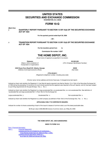 Thumbnail Home Depot 10-Q Quarterly Report FY 