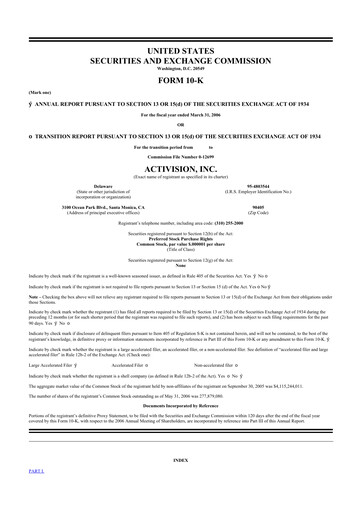 Thumbnail Activision Blizzard 10-K Annual Report 