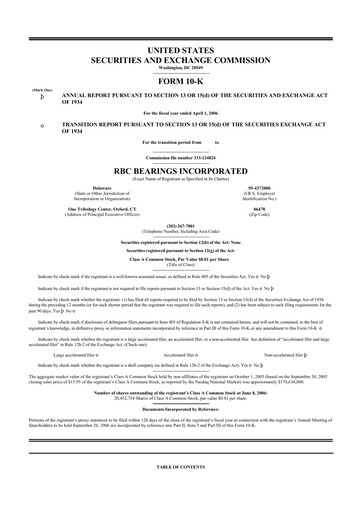 Thumbnail RBC Bearings 10-K Annual Report 