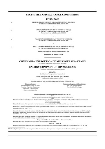 Thumbnail Cemig 20-F Annual Report 