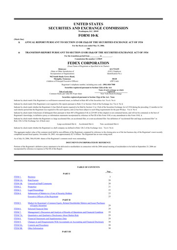 Thumbnail FedEx 10-K Annual Report 