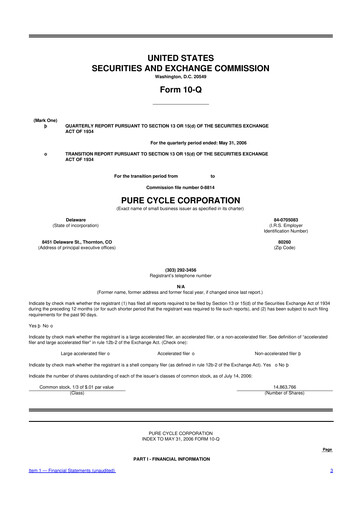 Thumbnail Pure Cycle (water) 10-Q Quarterly Report FY 