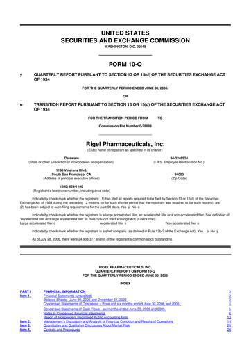 Thumbnail Rigel Pharmaceuticals 10-Q Quarterly Report FY 