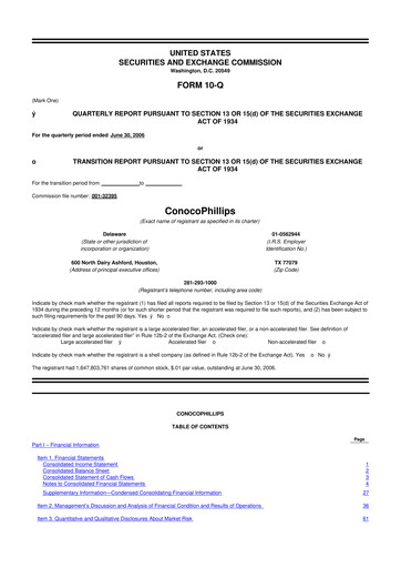 Thumbnail ConocoPhillips 10-Q Quarterly Report FY 