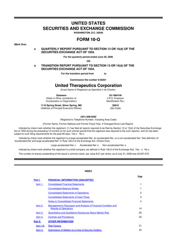 Thumbnail United Therapeutics 10-Q Quarterly Report FY 