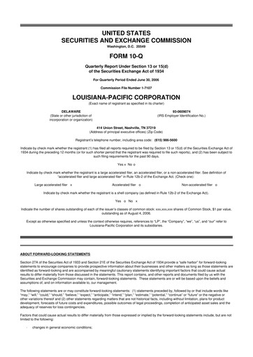 Thumbnail Louisiana-Pacific
 10-Q Quarterly Report FY 
