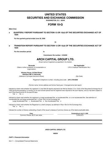Vorschaubild Arch Capital 10-Q Quartalsbericht  
