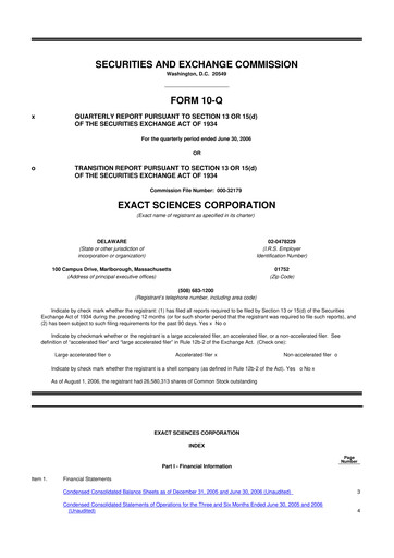 Vorschaubild Exact Sciences 10-Q Quartalsbericht  