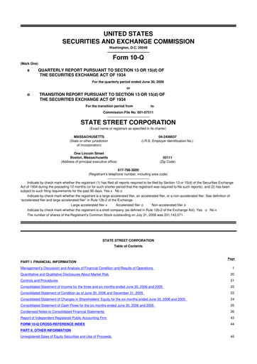 Thumbnail State Street Corporation
 10-Q Quarterly Report FY 