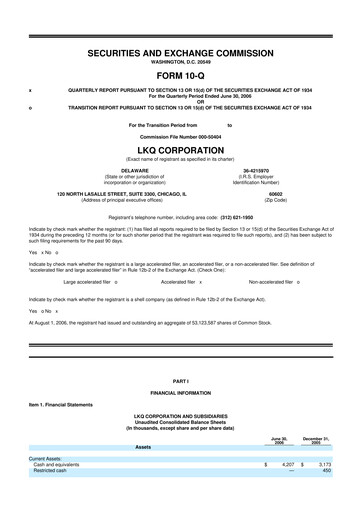 Thumbnail LKQ Corporation 10-Q Quarterly Report FY 