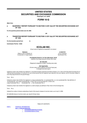 Thumbnail Ecolab 10-Q Quarterly Report FY 