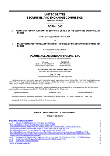 Thumbnail Plains All American Pipeline 10-Q Quarterly Report FY 