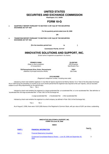 Miniature Innovative Solutions and Support 10-Q Rapport trimestriel  