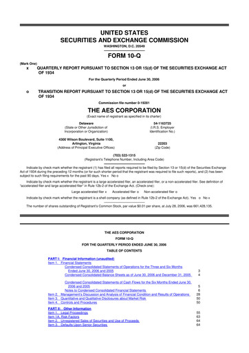 Thumbnail AES 10-Q Quarterly Report FY 