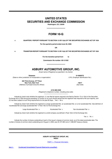 Thumbnail Asbury Automotive Group 10-Q Quarterly Report FY 