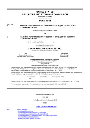 Thumbnail USANA 10-Q Quarterly Report FY 