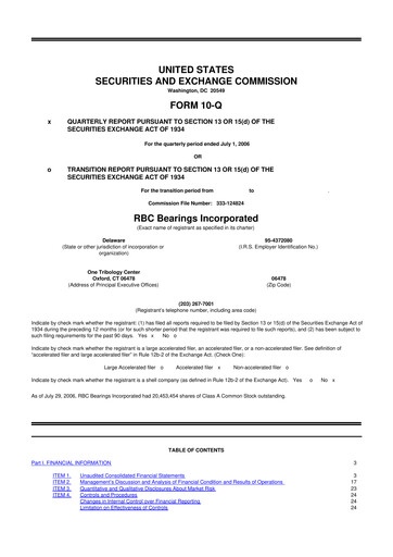 Thumbnail RBC Bearings 10-Q Quarterly Report FY 