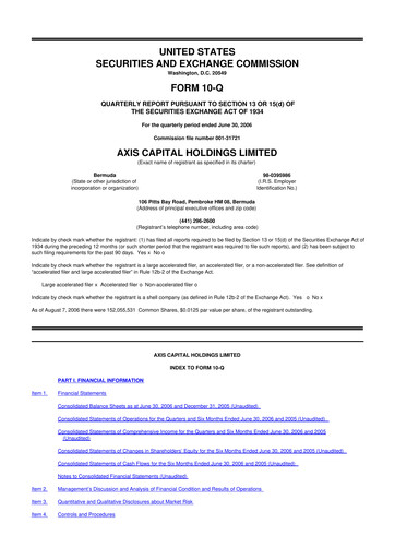Vorschaubild AXIS Capital
 10-Q Quartalsbericht  