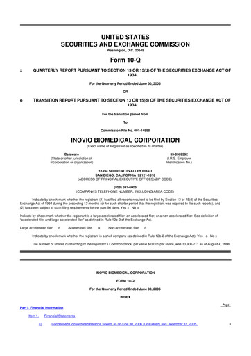 Miniature Inovio Pharmaceuticals 10-Q Rapport trimestriel  