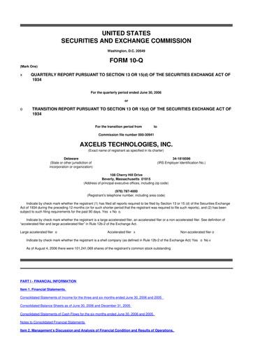 Thumbnail Axcelis Technologies
 10-Q Quarterly Report FY 