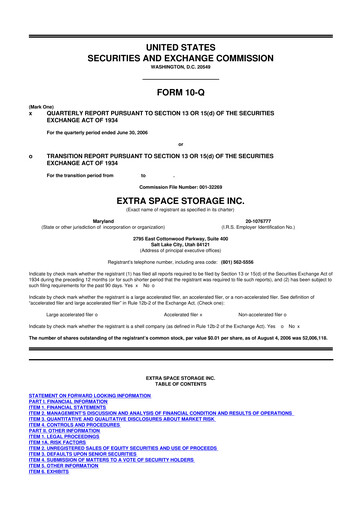 Vorschaubild Extra Space Storage
 10-Q Quartalsbericht  