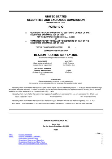 Thumbnail Beacon Roofing Supply 10-Q Quarterly Report FY 