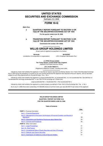 Thumbnail Willis Towers Watson  10-Q Quarterly Report FY 